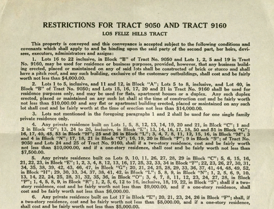 Typed document explaining restrictions to anyone who is not Caucasian