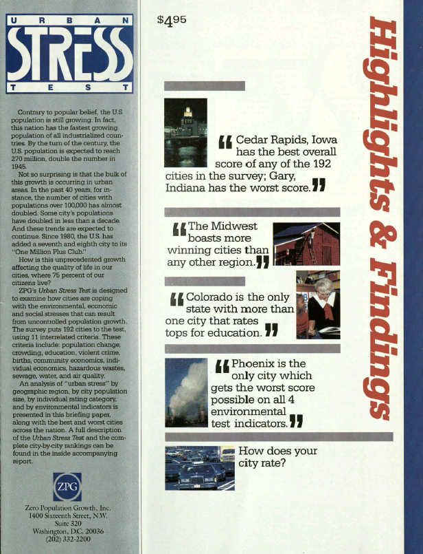 Page from a brochure with header Urban Stress Test: Highlights and Findings.